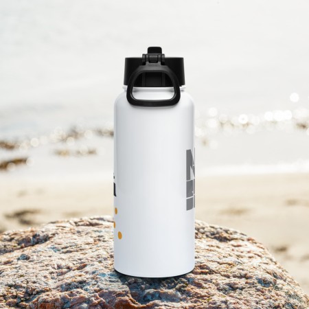 Stainless steel water bottle with a straw lid